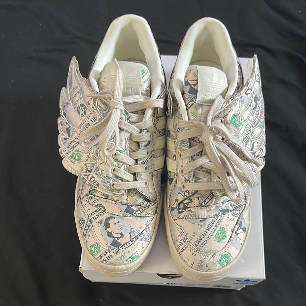 Adidas Winged Sneakers with Money Print -Jeremy Scott sz10